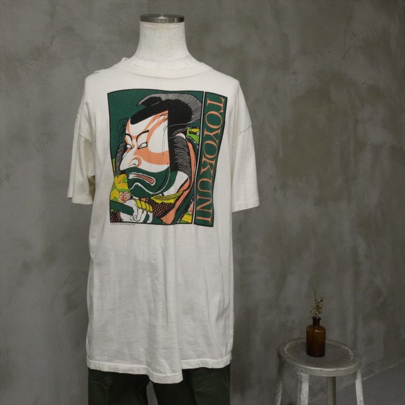 古着 80s TOYOKUNI 豊国 歌舞伎 Tシャツ　浮世絵 白Tシャツ | Flamingo Online 古着屋フラミンゴ オンラインショップ