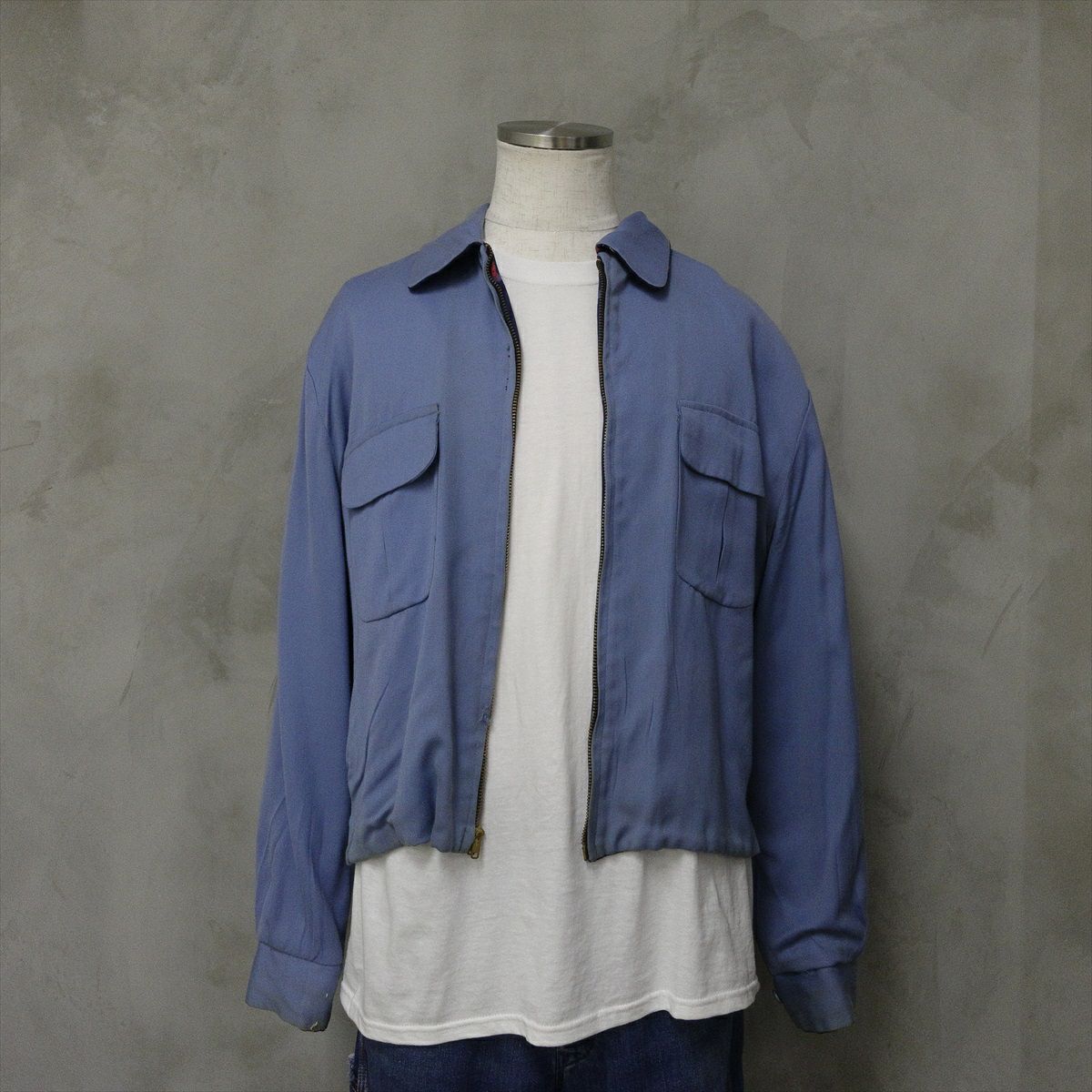 古着 50s VINTAGE ギャバジンジャケット リバーシブル くすみブルー  