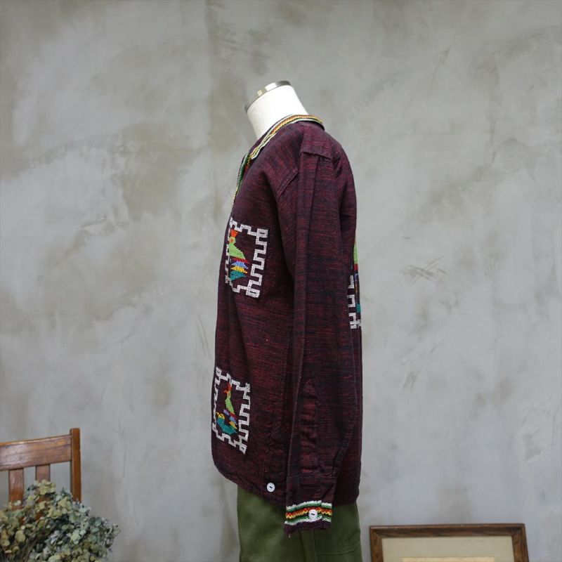 24時間限定タイムセール 刺繍入りノーカラージャケット ネイビー ガテマラ Guatemala ジャケット・アウター