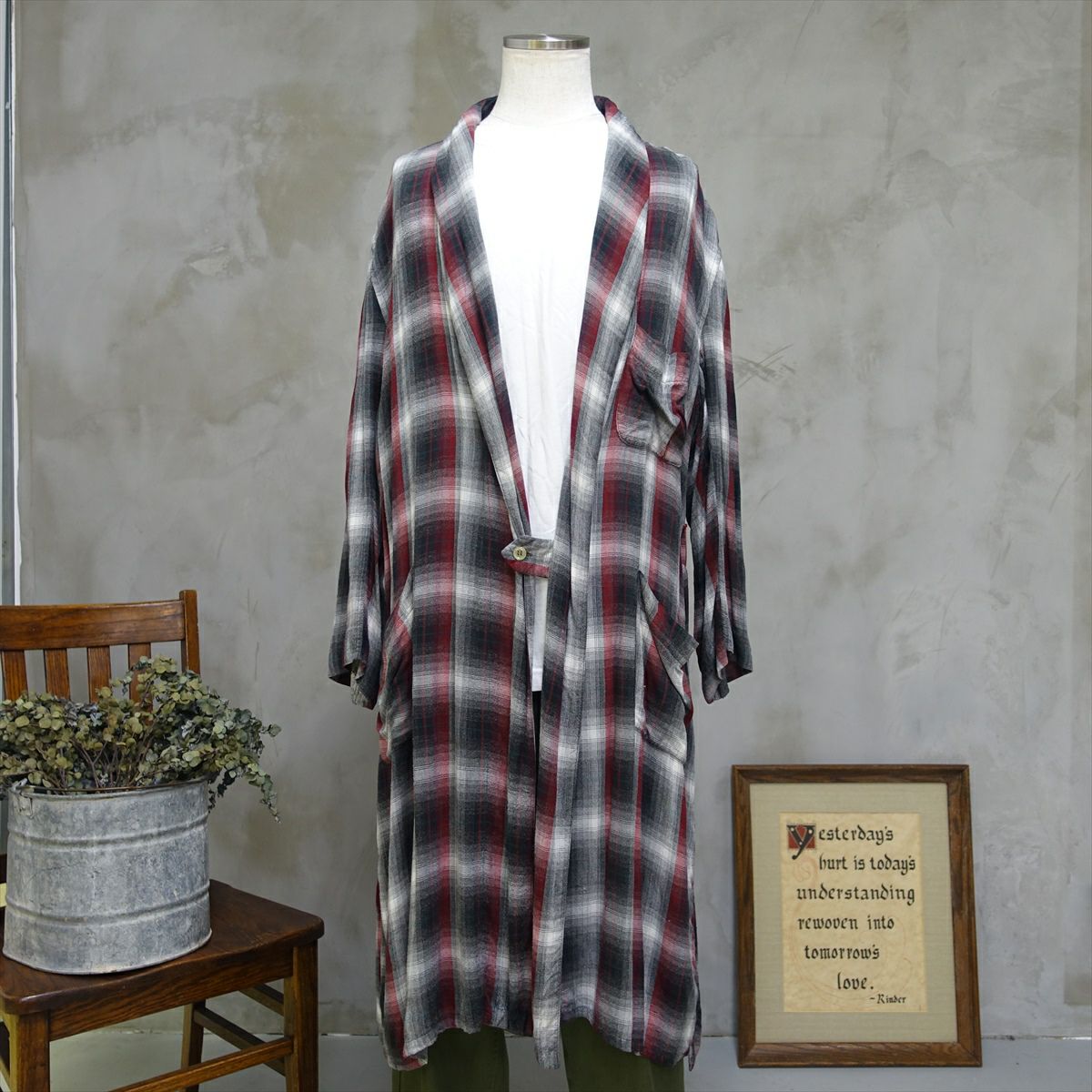 古着 60s JRIE VINTAGE GUWN ガウン シャドーチェック オンブレ 