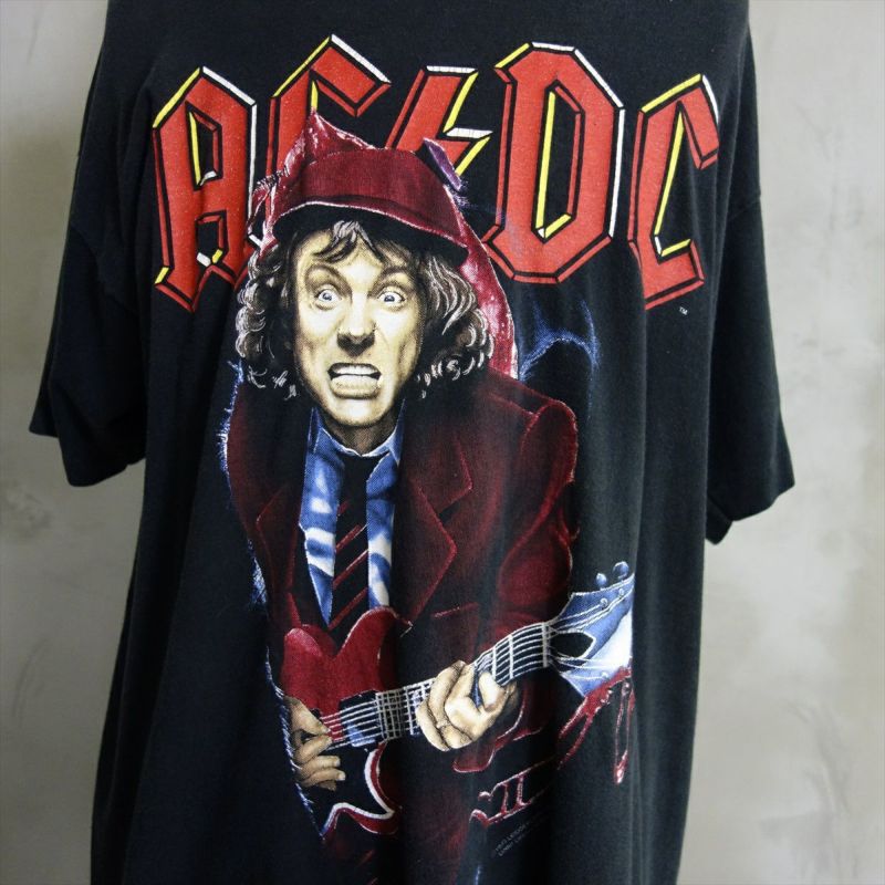80s AC/DC Tシャツ バンT  ツアーT ベージュ 黒 ヴィンテージ