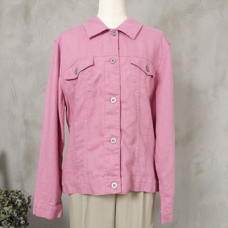 USA古着 80s～ Eddie Bauer 1Bリネンジャケット M～L程 赤 USA古着 80s～ Eddie Bauer 1Bリネンジャケット M～L程 赤