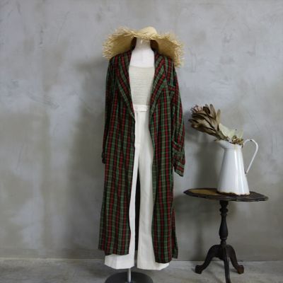 60s ウール　オンブレチェック　ガウン　ヴィンテージ 古着 60s Wash in Wear オンブレ シャドー チェック ショール