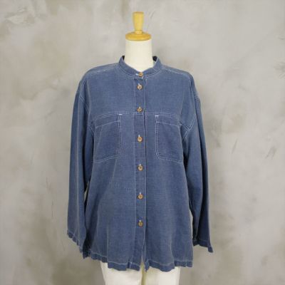 古着 FLAX ノーカラー リネン長袖シャツ | Flamingo Online 古着