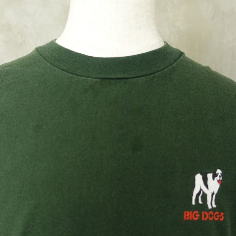 90's BIG DOGS ロゴ刺繍　フリース生地　太アームトレーナー