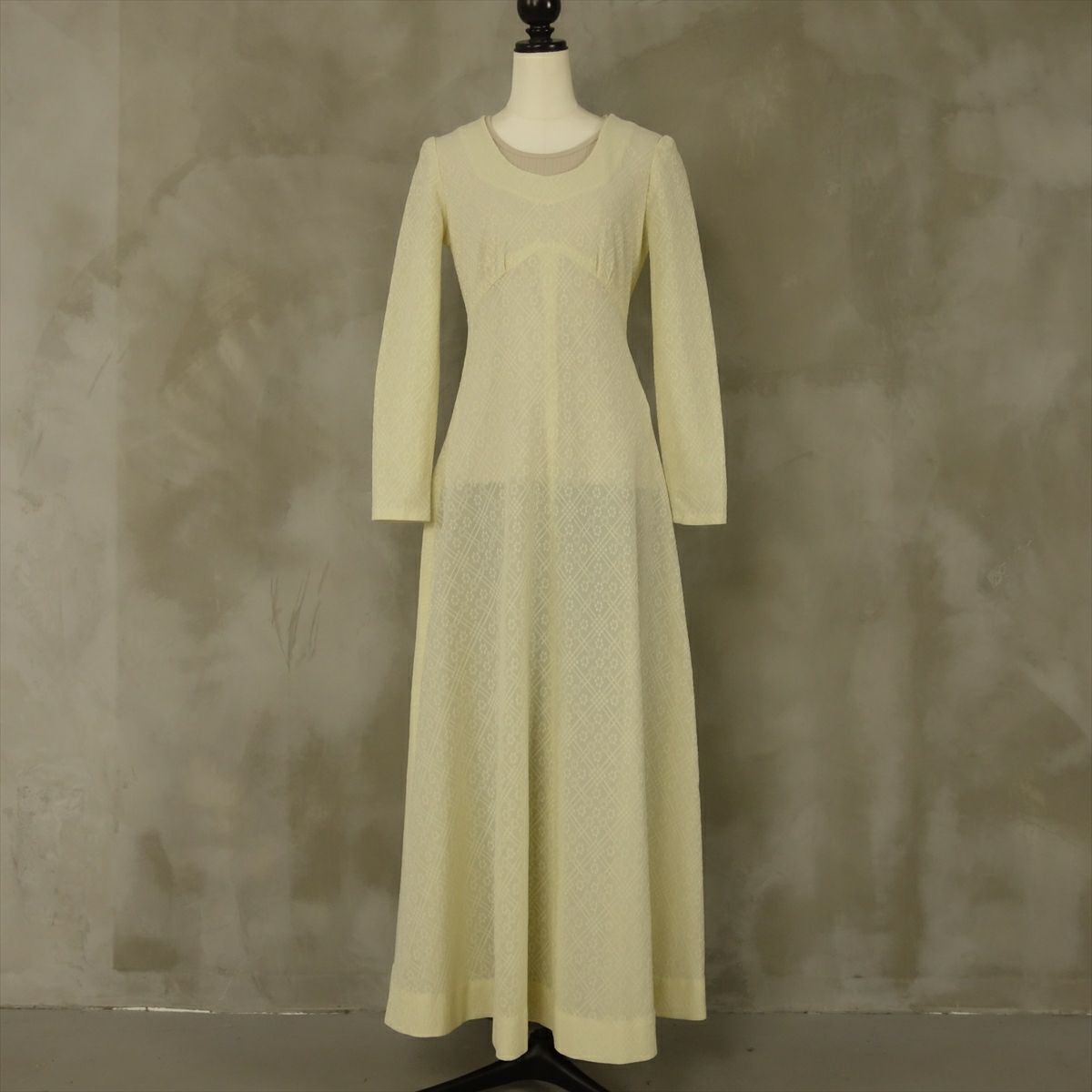古着 アンティーク ビンテージ 70s ナチュラル 変形 レース ドレス 美  