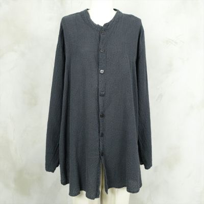 FLAX グレー 長袖リネンシャツ 371b8926c4d2cdfb6f944b4a8d1370