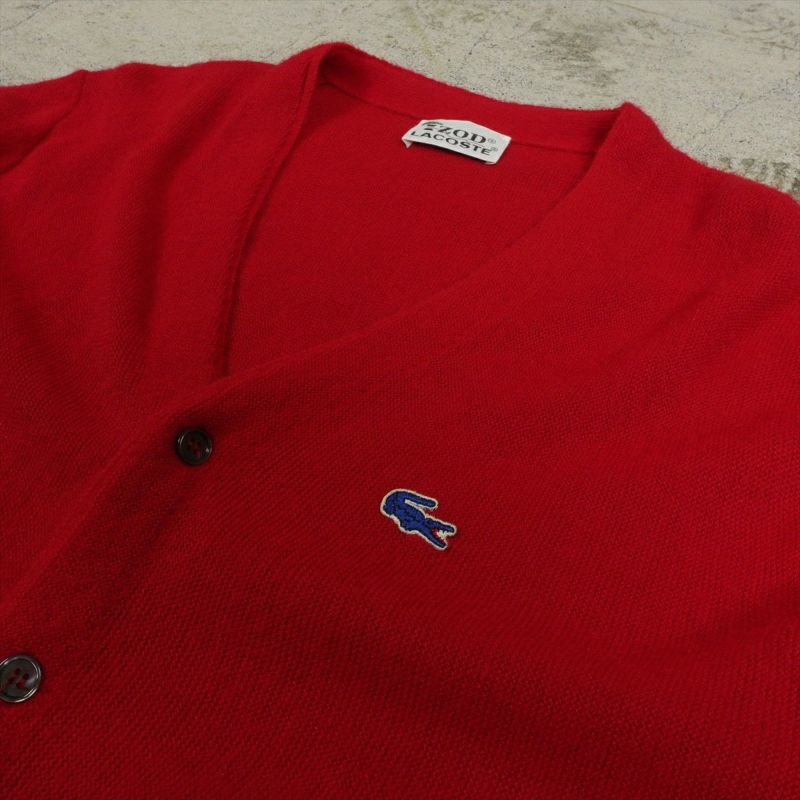 古着 80s USA製 IZOD LACOSTE ワニ パッチ アクリル ニット