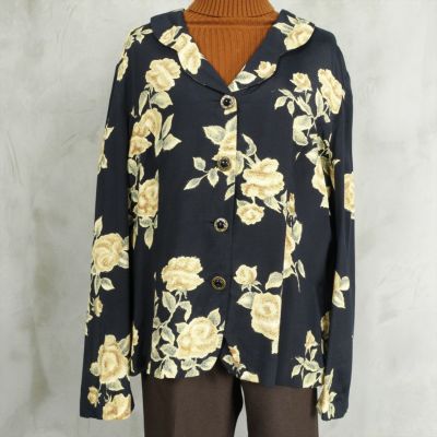【雰囲気最高❗️】ビンテージ アンティーク 花柄 ジャケット 古着 総柄 レディース 古着 90s USA製 Coldwater Creek 花 フラワー 総柄 ライト