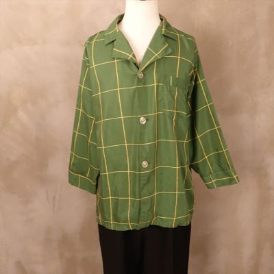 古着 70s VINTAGE ヴィンテージ レーヨンシャツ check 開襟 ボックス