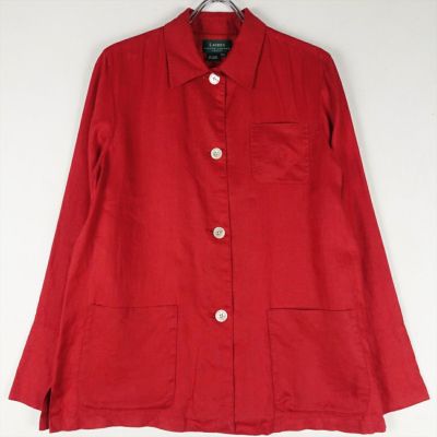 USA古着 80s～ Eddie Bauer 1Bリネンジャケット M～L程 赤 USA古着 80s～ Eddie Bauer 1Bリネンジャケット M～L程 赤