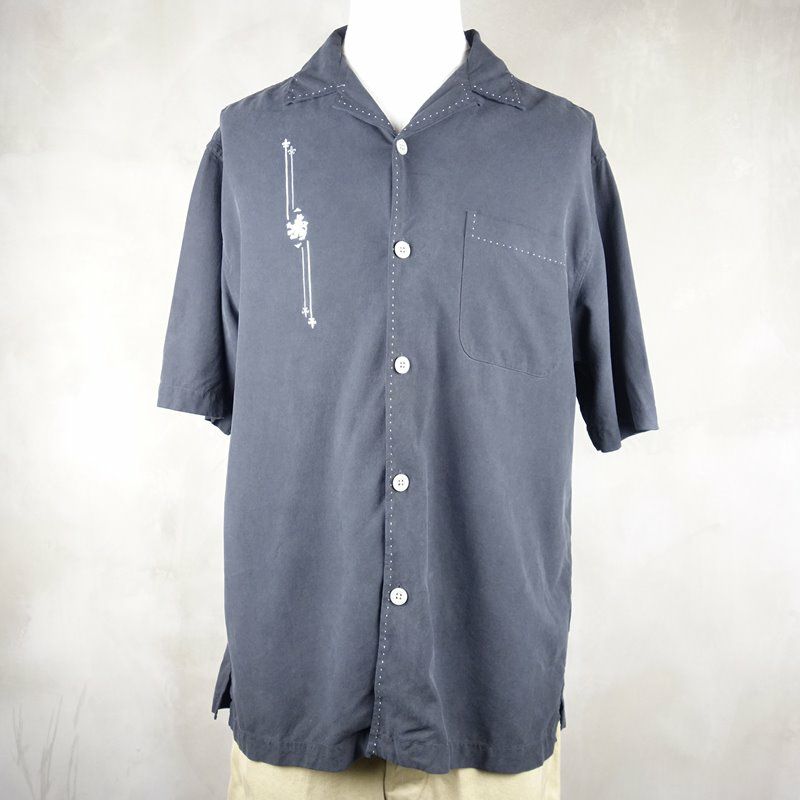 古着のシルク半袖シャツ