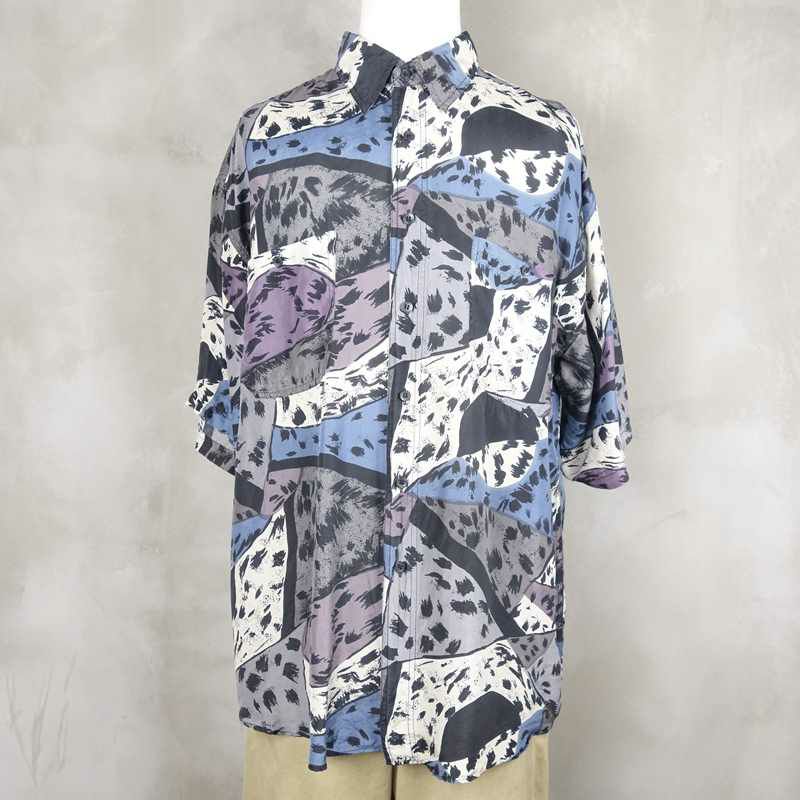 古着のシルク半袖シャツ