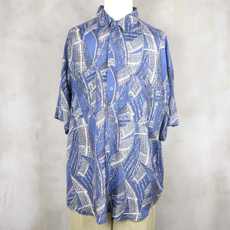 古着のシルク半袖シャツ