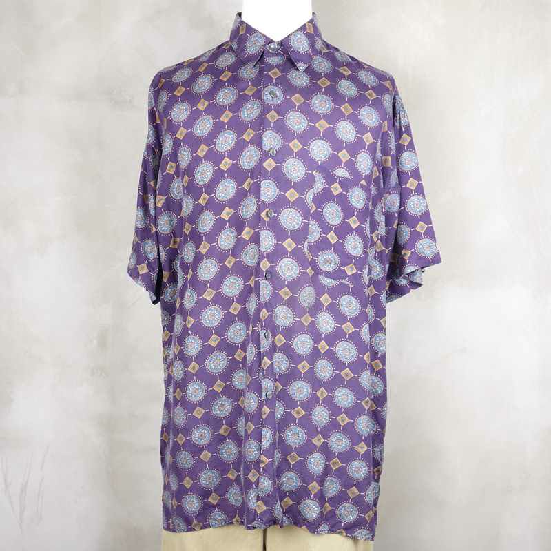 古着のシルク半袖シャツ