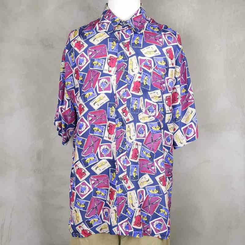 古着のシルク半袖シャツ