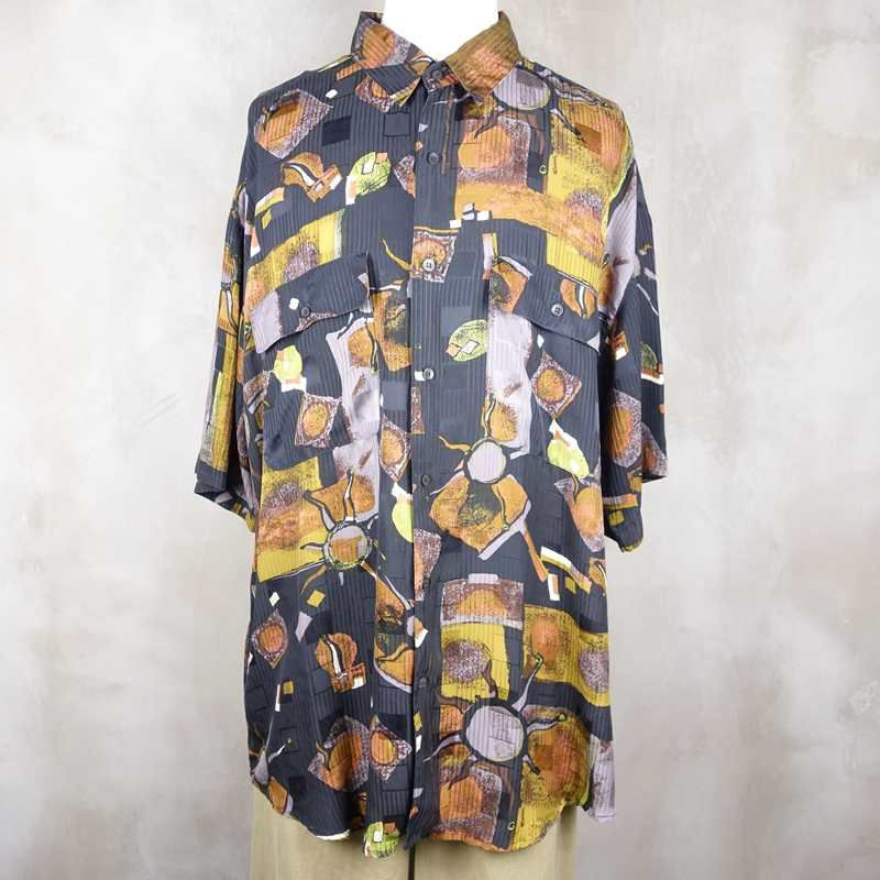 古着のシルク半袖シャツ