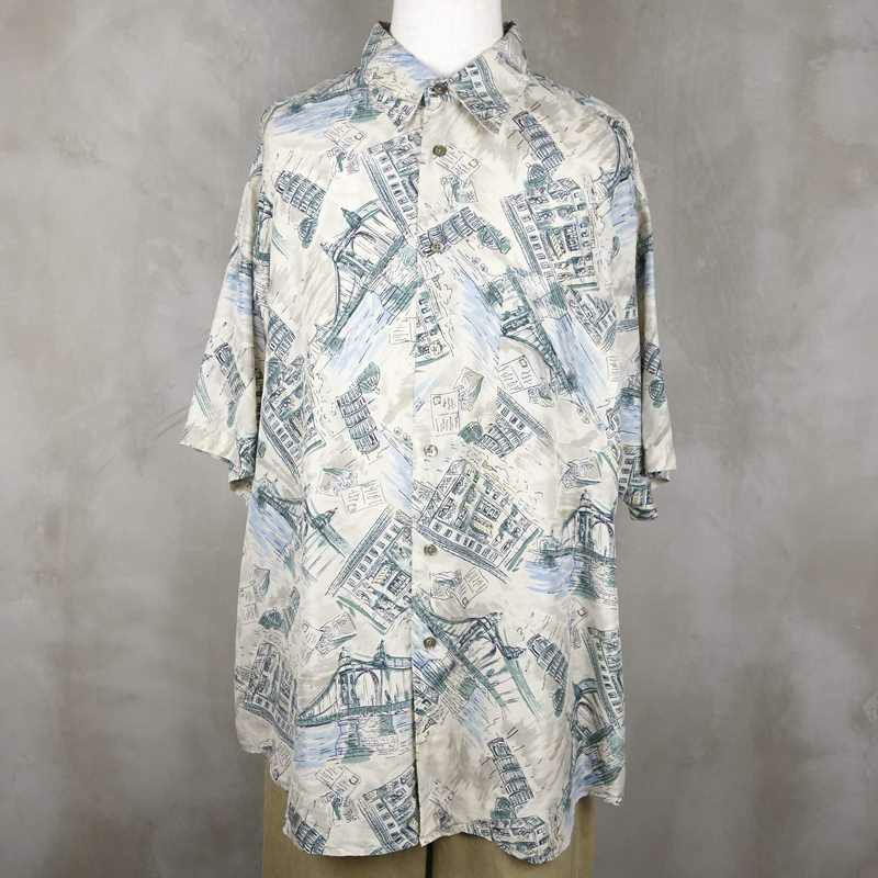 古着のシルク半袖シャツ