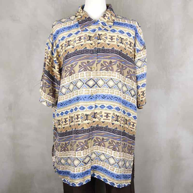 古着のシルク半袖シャツ