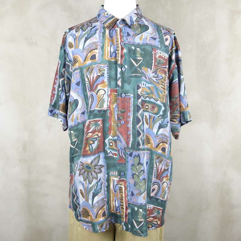 古着のシルク半袖シャツ