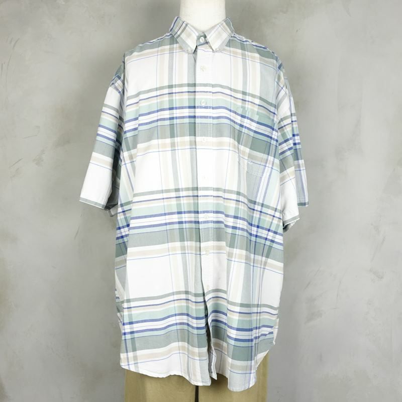 古着のチェック半袖シャツ