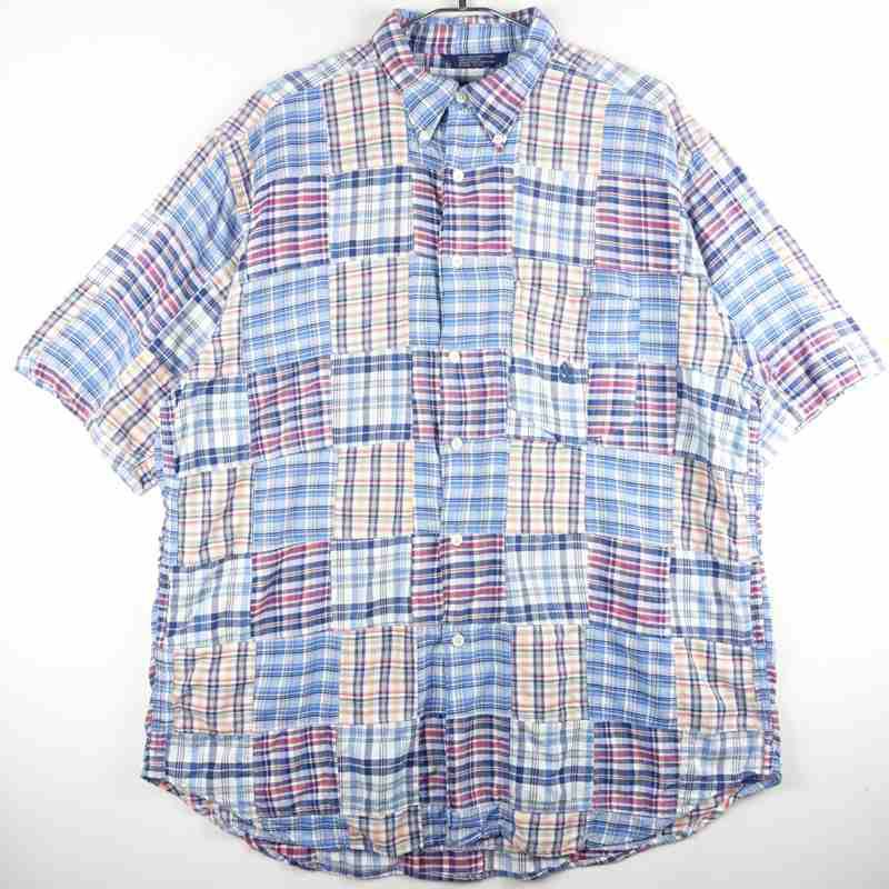 古着のチェック半袖シャツ