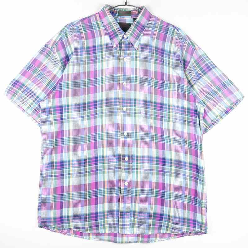 古着のチェック半袖シャツ