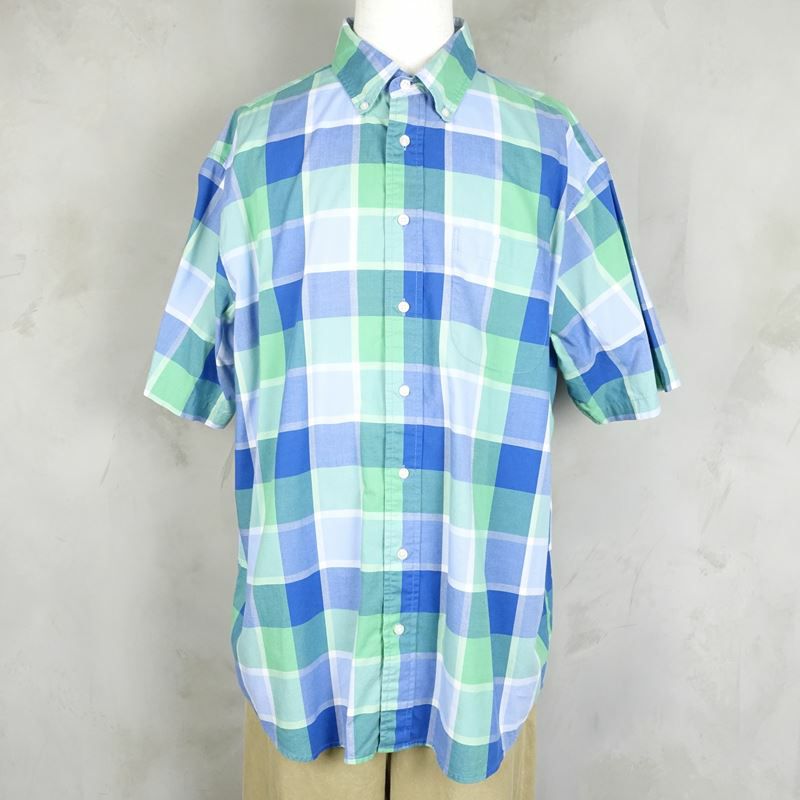 古着のチェック半袖シャツ