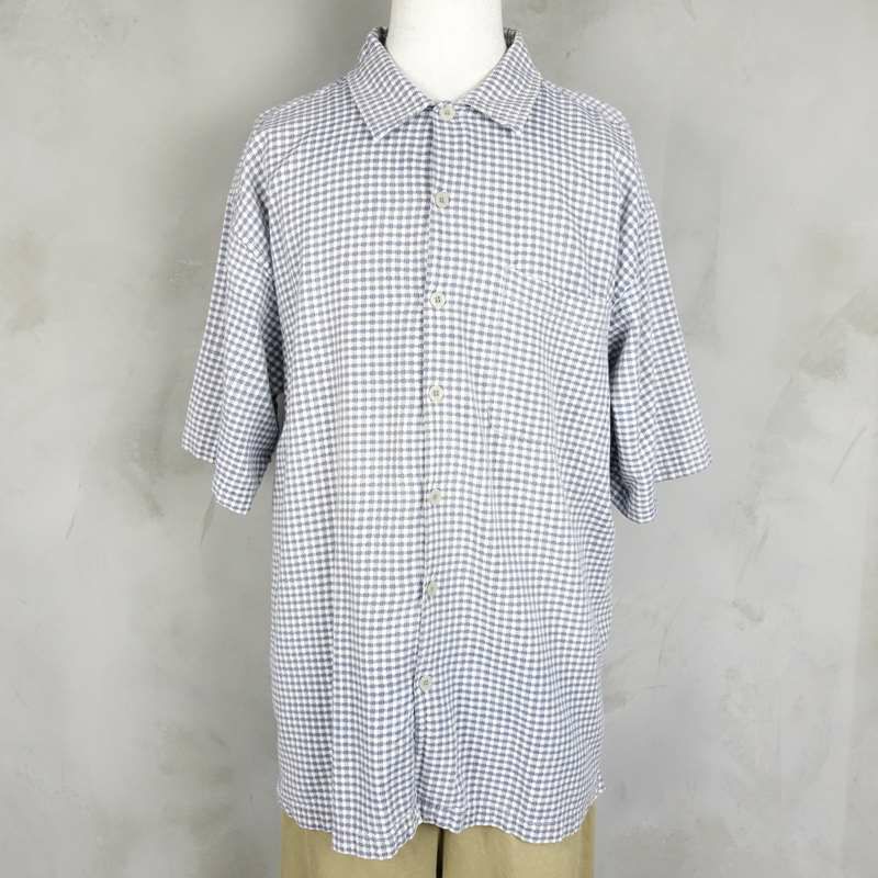 古着のチェック半袖シャツ