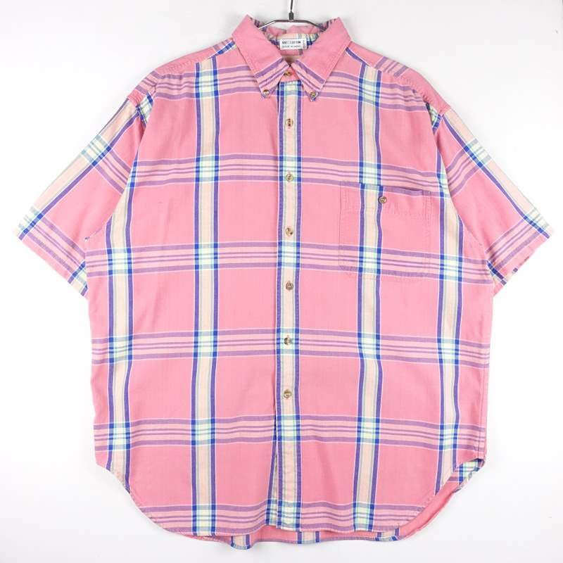 古着のチェック半袖シャツ
