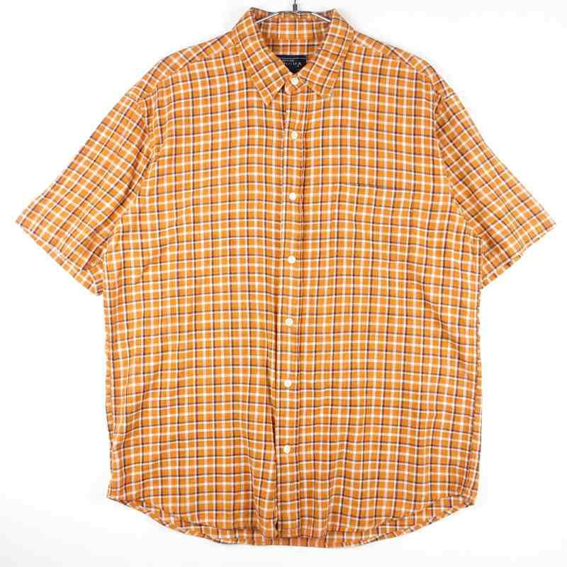古着のチェック半袖シャツ