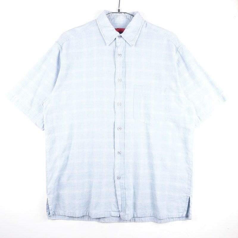 古着のチェック半袖シャツ