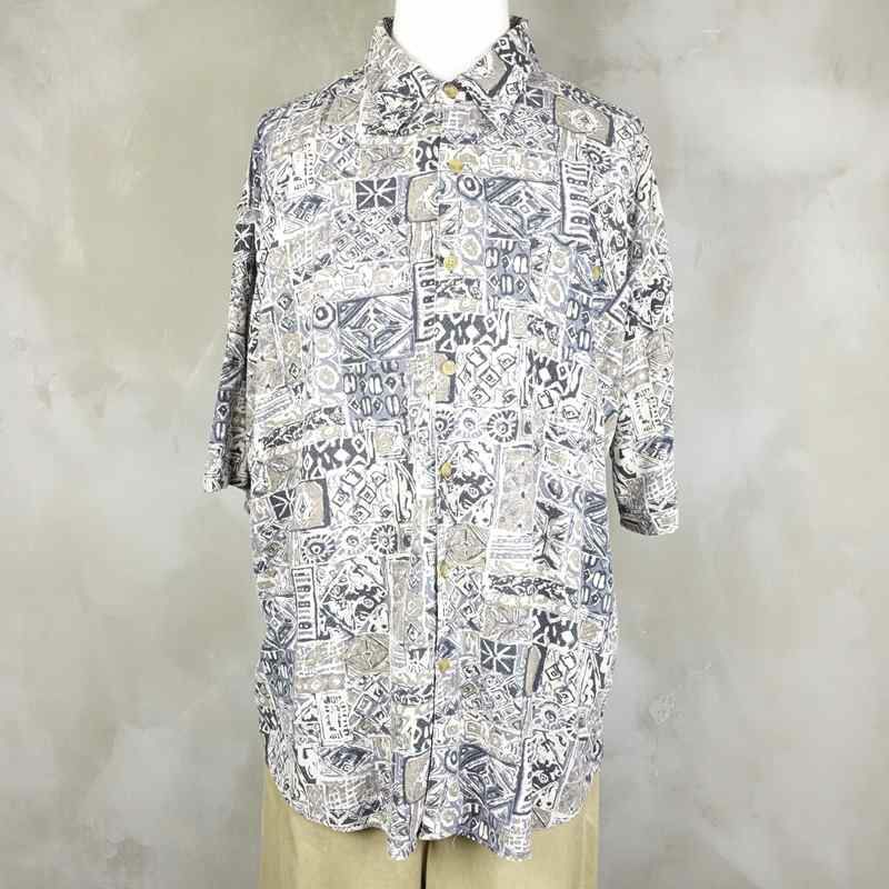 古着のシルク柄シャツ