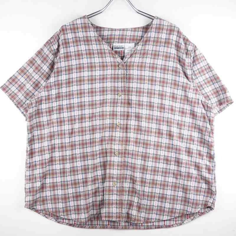 古着のチェック半袖シャツ
