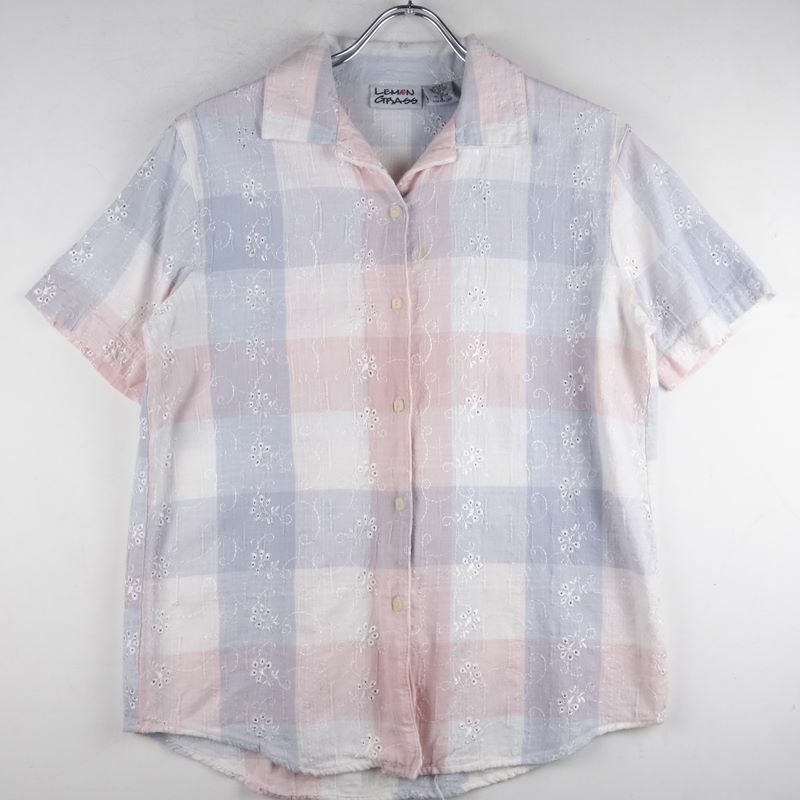 古着のチェック半袖シャツ
