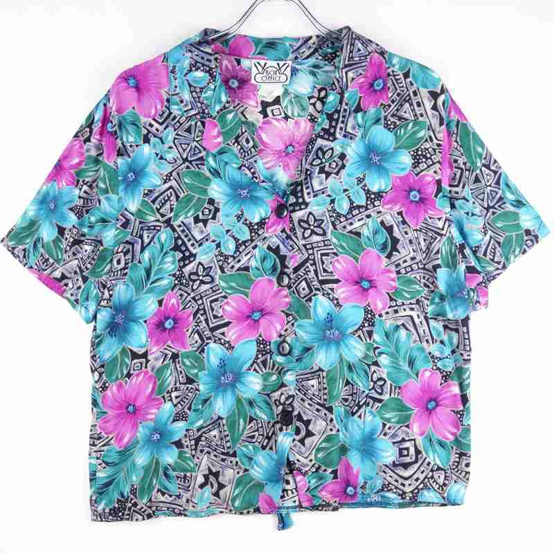 古着のレーヨン半袖シャツ