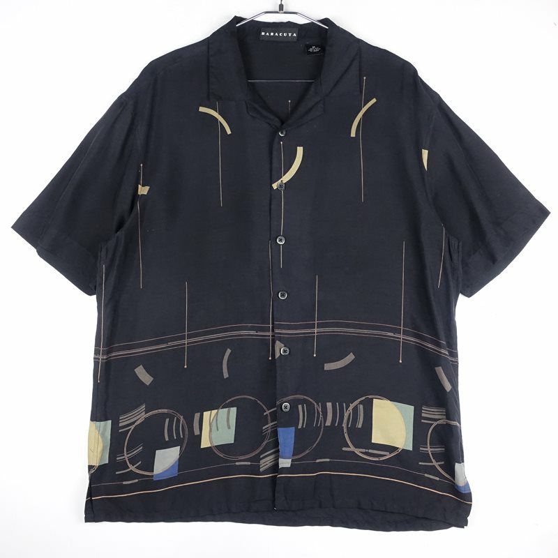 古着のシルク柄シャツ