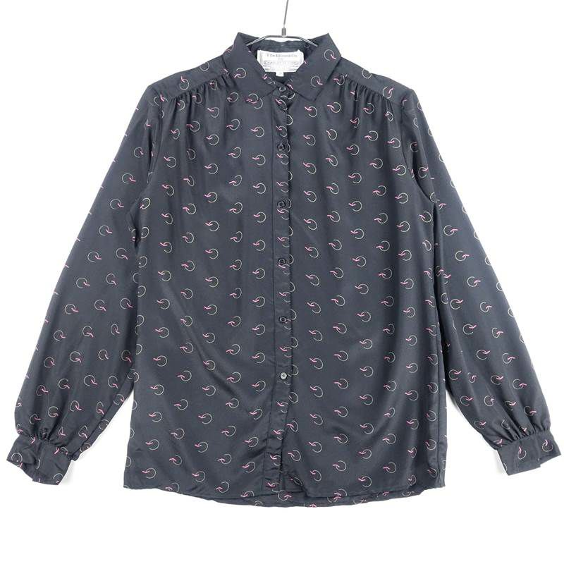 古着の総柄長袖シャツ