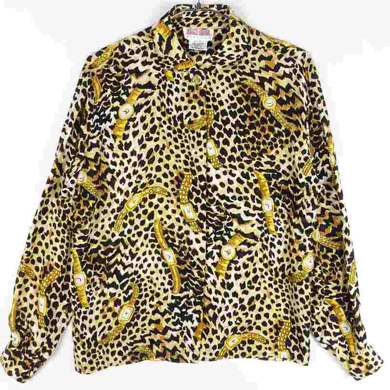 古着の総柄長袖シャツ