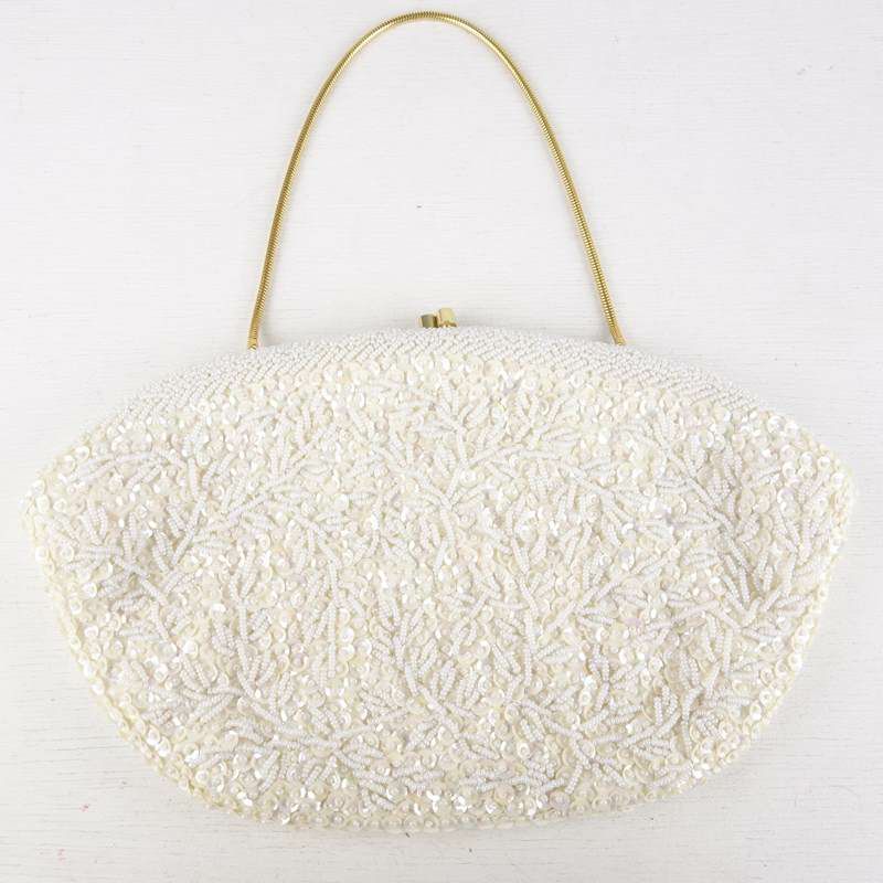 古着のスパンコール×ビーズ刺繍ハンドバッグ