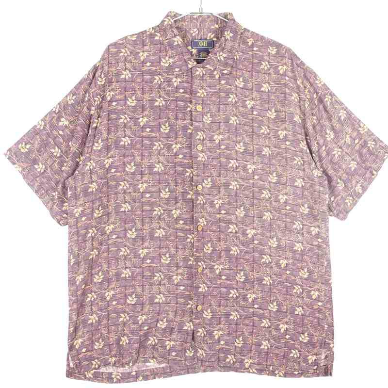 古着の総柄 シルク半袖シャツ