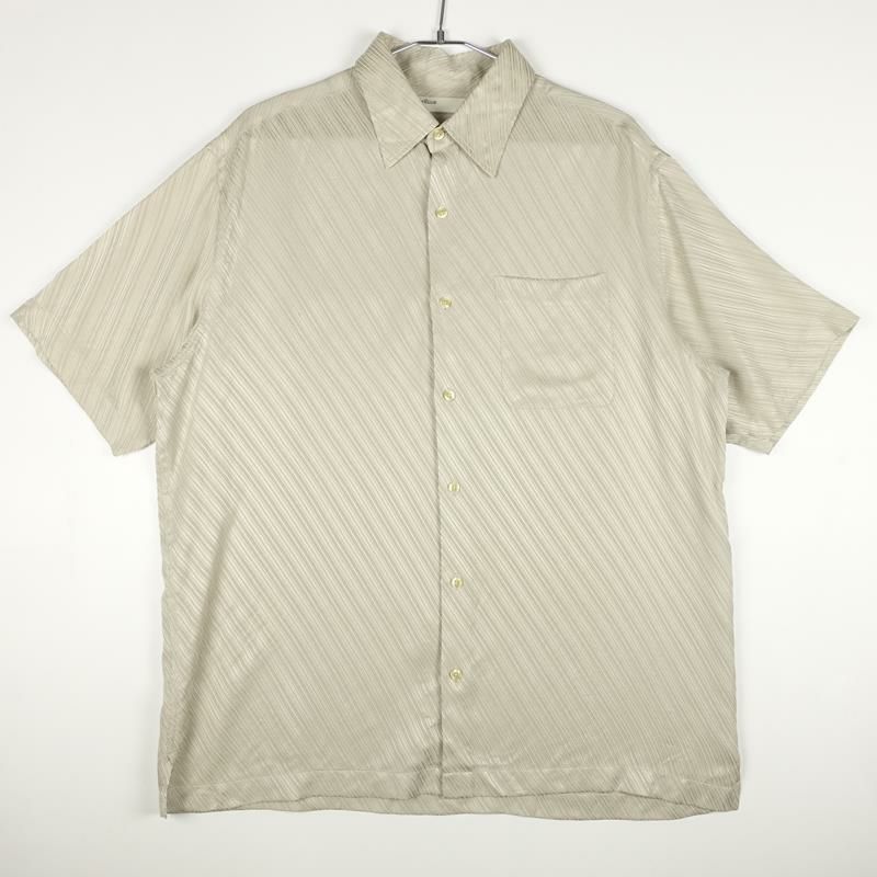 古着のストライプ風シルク半袖シャツ