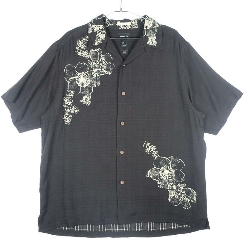 古着の花柄シルク半袖シャツ