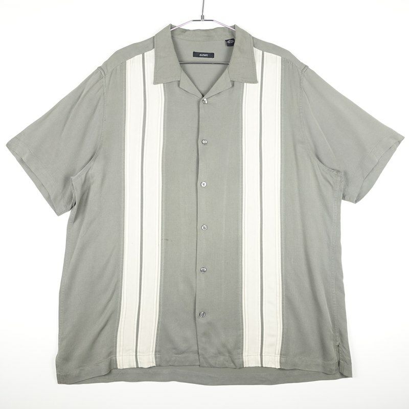 古着の開襟パターンシルク半袖シャツ