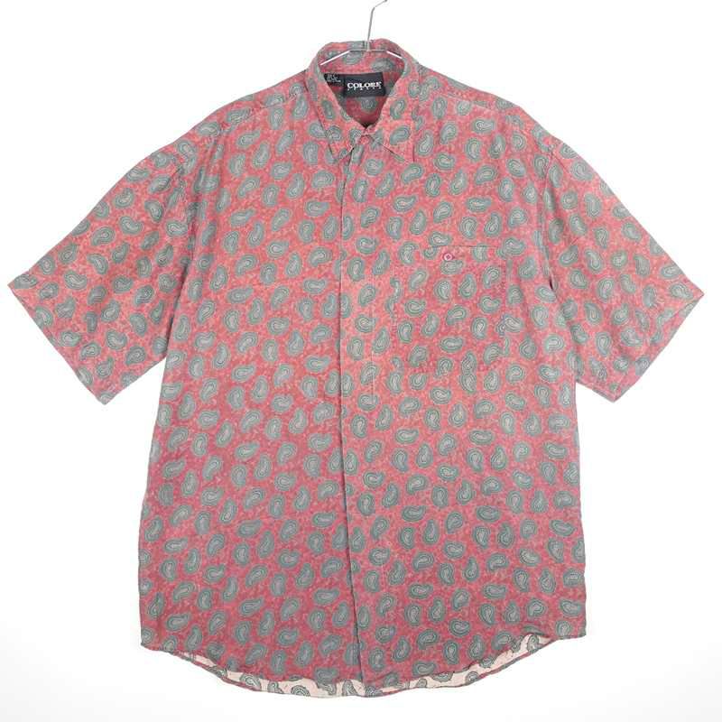 古着のペイズリー半袖シャツ