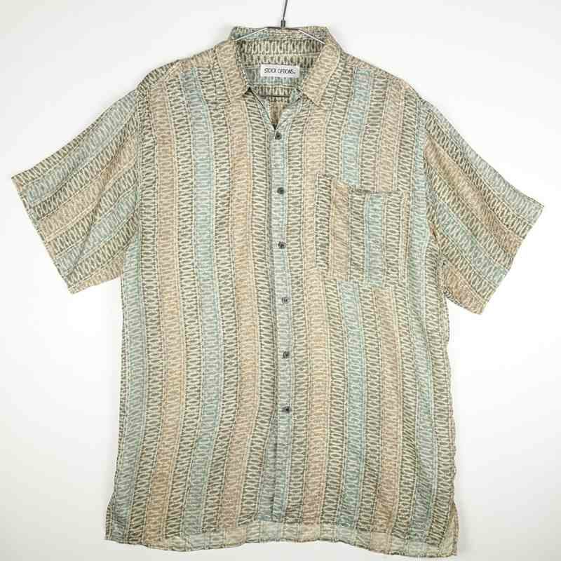 古着の総柄シルク半袖シャツ