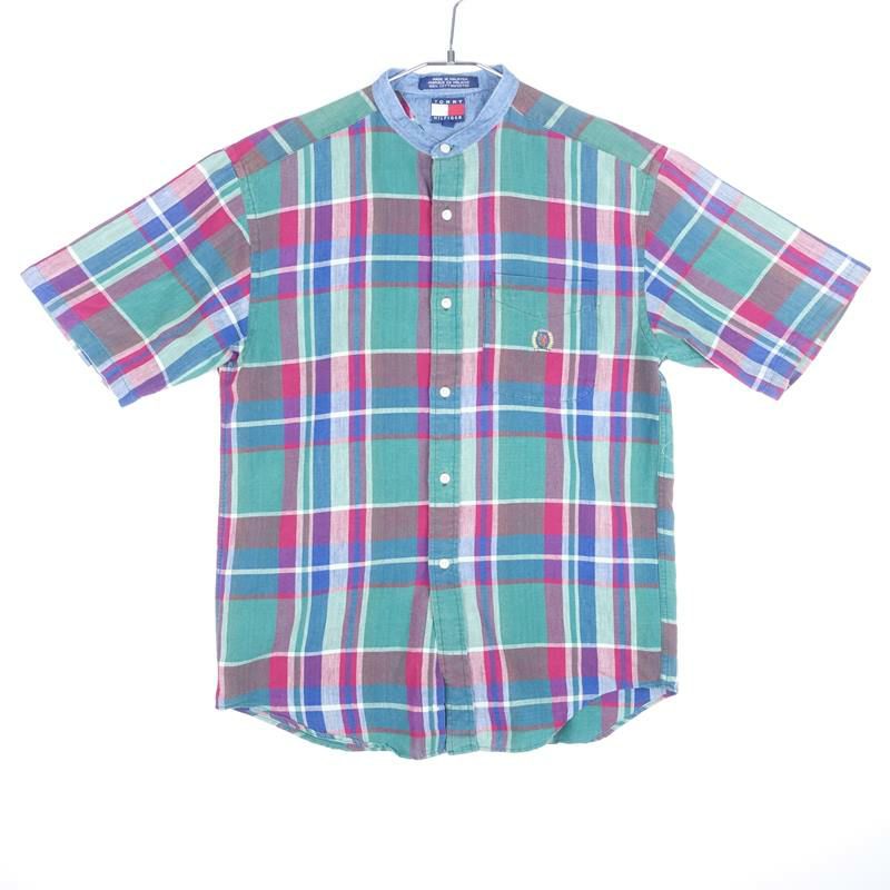 古着のトミーヒルフィガーチェック半袖シャツ