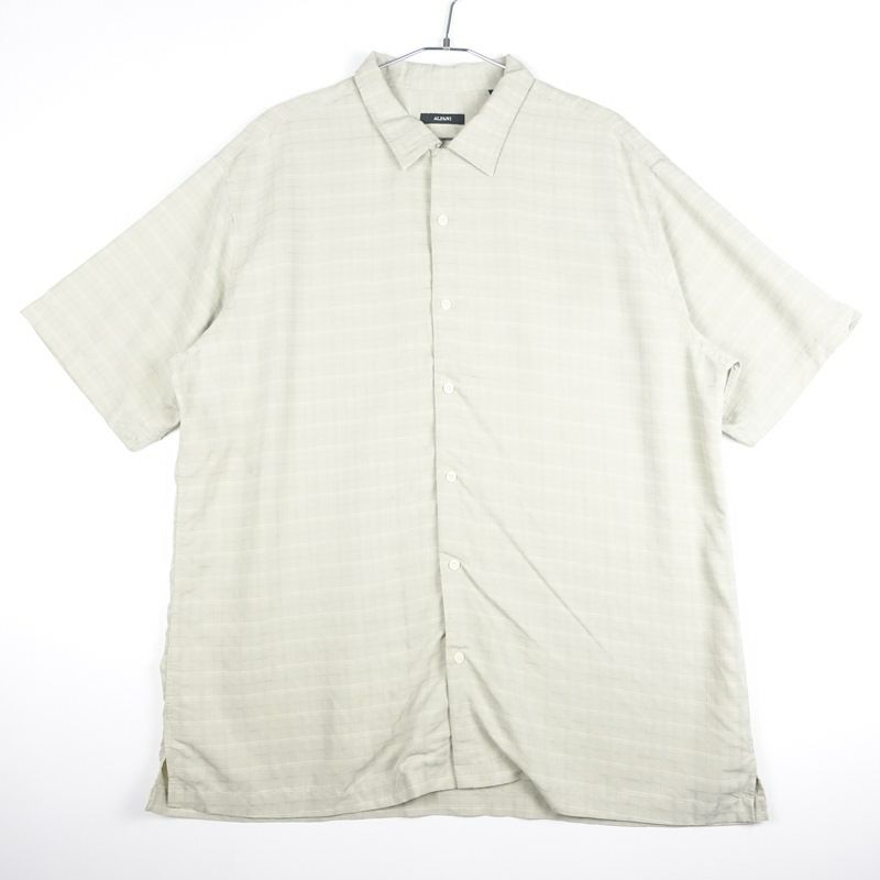 古着の同色刺繍チェック半袖シャツ