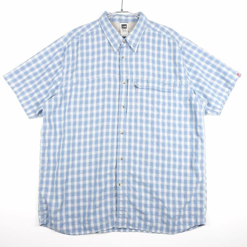 古着のザノースフェイスチェック半袖シャツ