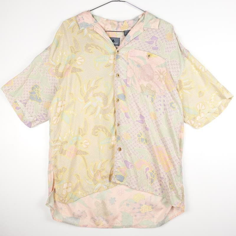 古着の花柄レーヨン半袖シャツ